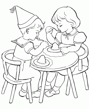 Lunch Sharing Coloring Printable Page For Kids