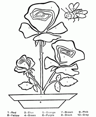 Color by number flowers coloring pages for kids | coloring pages
