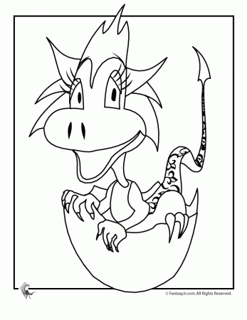 Cartoon Baby Dragon Coloring Page | coloring pages