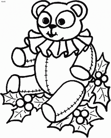 Free Christmas Teddy Bear Kids Coloring Pages
