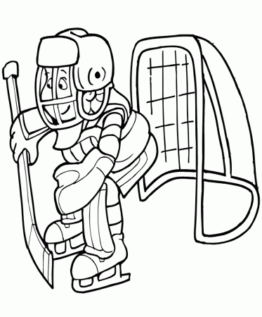 Hockey Coloring Page | Boy Goalie in Crouched Position