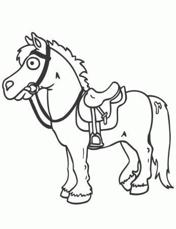 Cartoon Horse And Saddle Coloring Page | Free Printable Coloring Pages