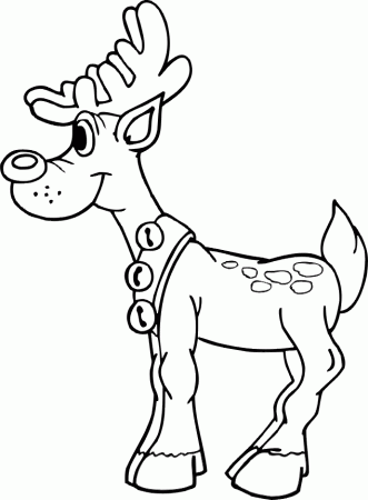 Christmas Reindeer Coloring Page | Reindeer With Bells On