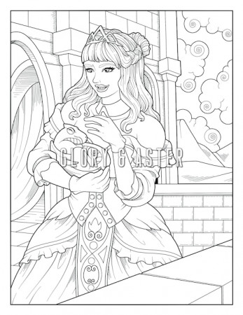 Baby Dragon Princess Coloring Page Printable Adult Coloring - Etsy