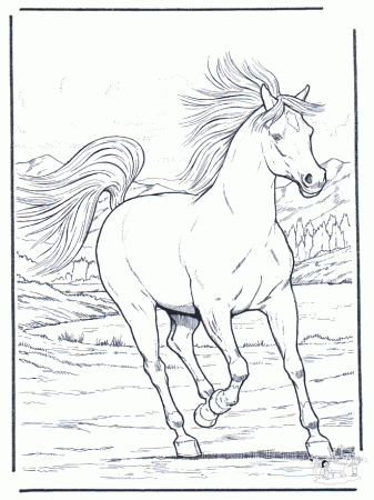Horse free to color for kids : realistic horse drawing - Horses Kids Coloring  Pages