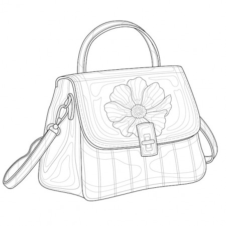 Premium Vector | Bag with flower.coloring book antistress for children and  adults.zen-tangle style.black and white drawing