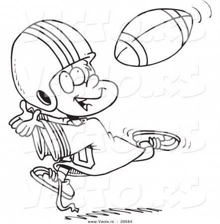 Vector of a Cartoon Boy Catching a Football - Coloring Page ...