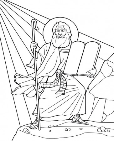Moses with Ten Commandments Coloring Page - Free Printable Coloring Pages  for Kids