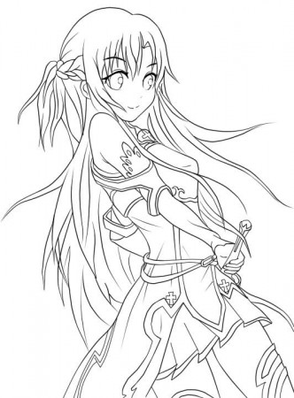 Yuuki Asuna Lineart. by juvjuv | Sword art online, Anime lineart, Anime  character drawing