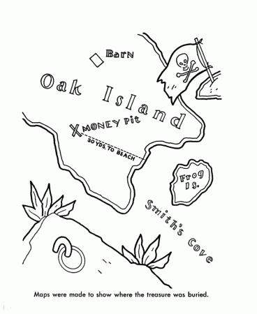 Treasure Map Coloring Sheet - Coloring Pages for Kids and for Adults