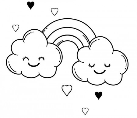 Lovely Rainbow and Cloud Coloring Page - Free Printable Coloring Pages for  Kids