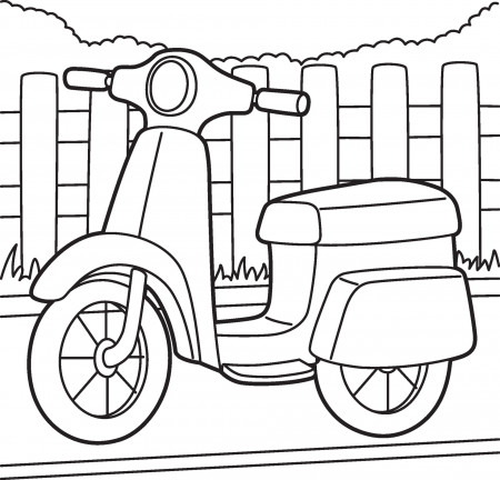 Scooter Coloring Page for Kids 5234631 Vector Art at Vecteezy