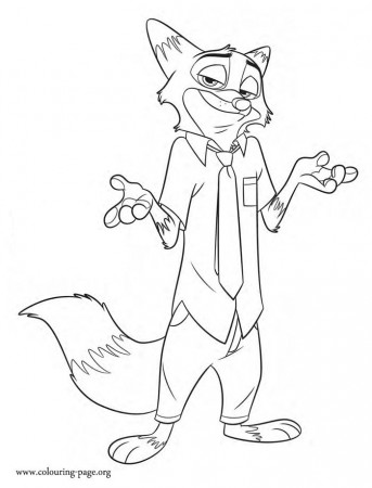 Nick Wilde, the charming and slender fox from Zootopia coloring page
