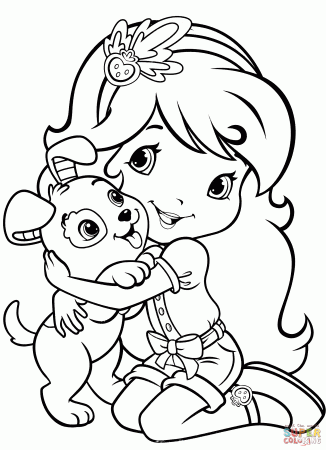 Strawberry Shortcake with Pupcake coloring page | Free Printable ...