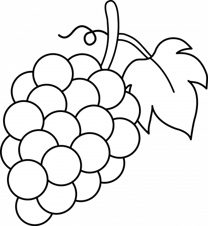Grapes Black and White Lineart - Free Clip Art | Fruit coloring pages, Grape  drawing, Coloring pages