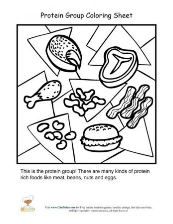 Protein food group coloring sheet | Group meals, Protein foods, Food groups  for kids