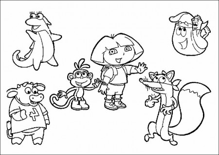 Coloring page with Dora and her friends | Coloring pages ...