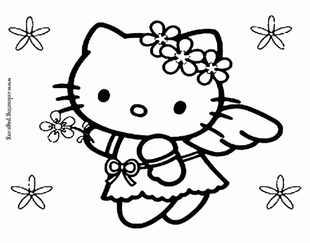 Hello Kitty - Hello Kitty as an angel coloring page