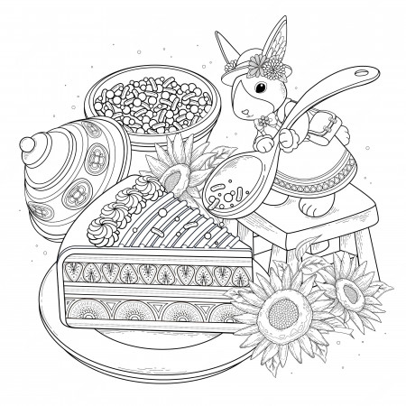 Premium Vector | Pastries adult coloring page
