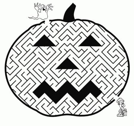 Halloween Pumpkin Maze Printable Coloring Pages | Coloring