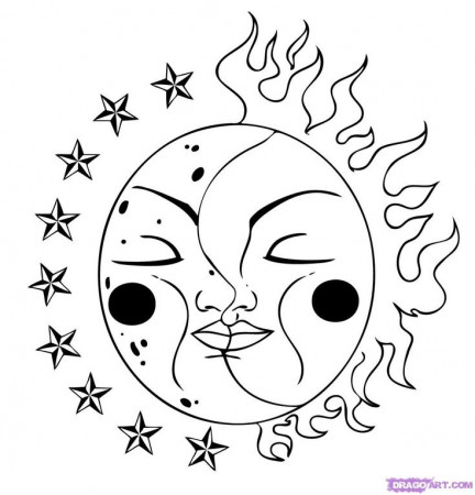 Moon coloring pages, Sun coloring pages, Star coloring pages