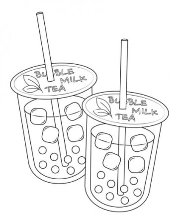 Coloring bubble tea coloring pages kawaii for kids