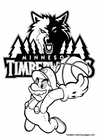 Minnesota Timberwolves and Super Mario NBA coloring pages