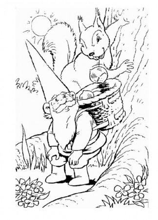 David the Gnome and Squirrel Coloring Pages : Batch Coloring