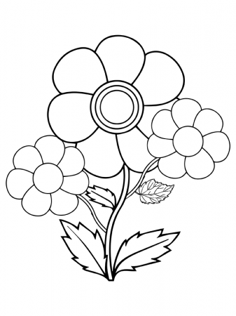 Three Easy Flowers Coloring Page - Free Printable Coloring Pages for Kids