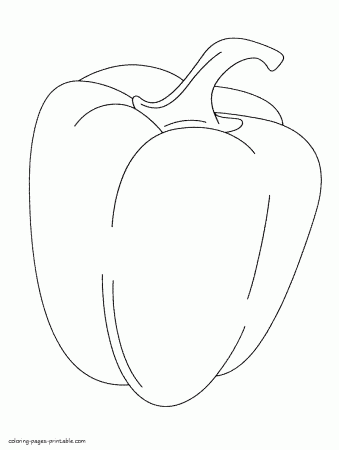 Printable fruits and vegetables coloring pages for preschoolers. Sweet  pepper || COLORING-PAGES-PRINTABLE.COM