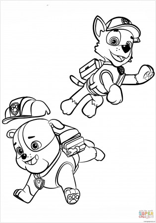 Paw Patrol Rubble And Rocky Coloring Pages - Cartoons Coloring Pages - Free  Printable Coloring Pages Online
