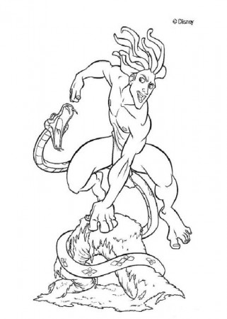 Tarzan coloring pages - Tarzan Fights Snake