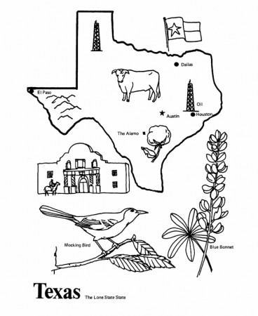 Texas State Symbols Coloring Page