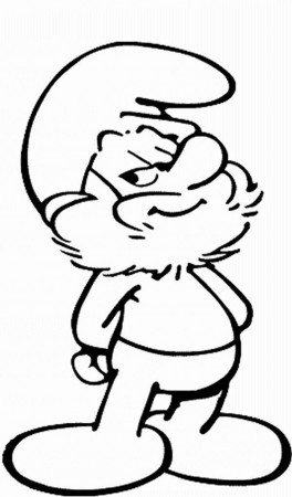 Papa Smurf Smiling Face in The Smurf Coloring Page | Kids Play Color