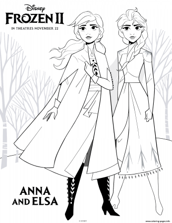 Frozen 2 Anna And Elsa Coloring Pages Printable
