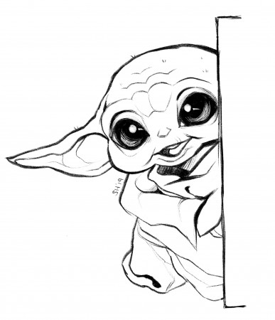 Coloring Pages Baby Yoda Line Drawing
