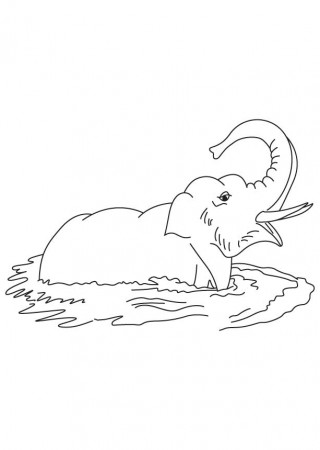 Elephant collecting muddy water coloring page | Download Free ...
