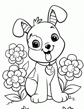 Girl Coloring Pages With Dogs And Puppies - Coloring Pages