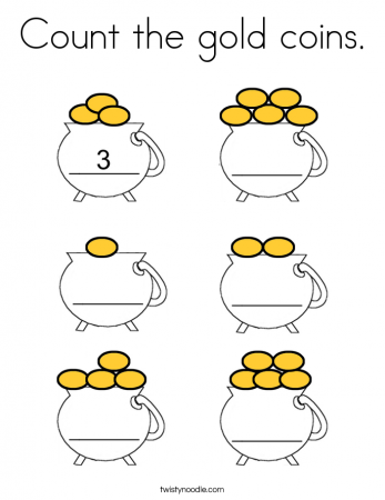 Count the gold coins Coloring Page - Twisty Noodle