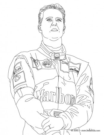 MICHAEL SCHUMACHER famous German F1 champion coloring page