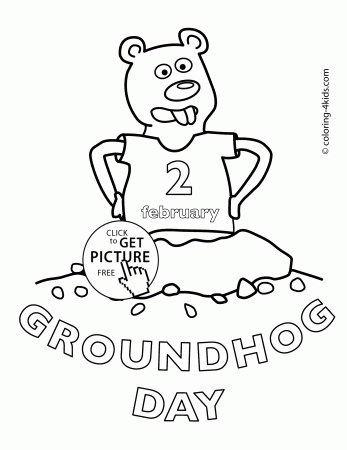 Happy Groundhog Day coloring pages for kids, 2 february printable ...