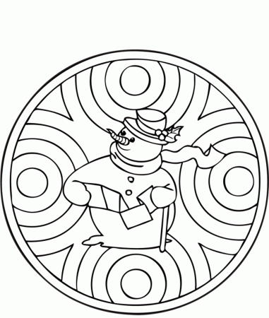 Winter Coloring Pages Snowman Mandala | Winter Coloring pages of ...