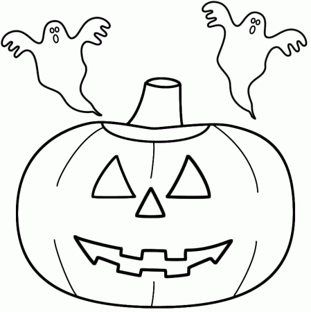 Pumpkin/Jack-o-Lantern with ghosts - Coloring Page (Halloween)