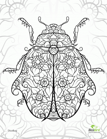 DiceBug LadyBug - free adult coloring pages to print