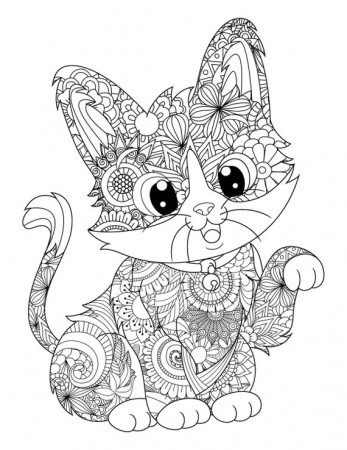 Cat Animal Mandala Coloring Page Instant Download - Etsy