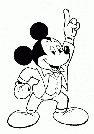 mickey mouse sticking up first finger coloring pages - Coloring ...
