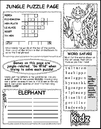 Jungle Puzzle Activity Sheet - Free Coloring Pages for Kids ...