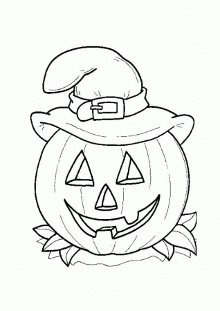 Smiling Jacks with Witch Hat on Halloween Coloring Page - Free ...