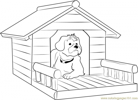 Dog House with Porch Coloring Page - Free Dog House Coloring Pages :  ColoringPages101.com
