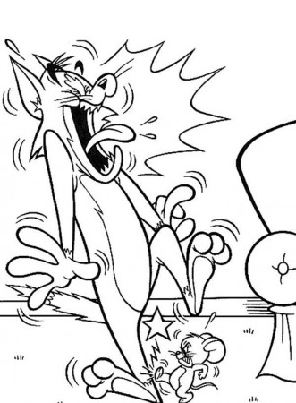 Tom Scream After Jerry Kick His Leg In Tom And Jerry Coloring Page :  Coloring Sun